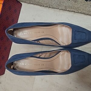 Zara suede heel pumps 3.5 inches